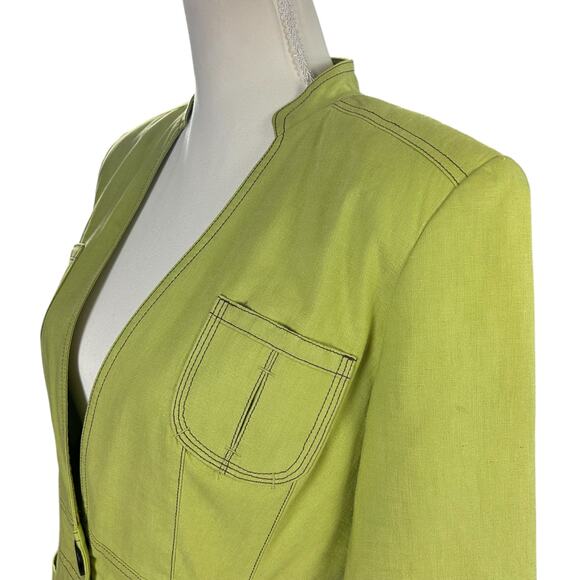 Signature by Larry Levine Jacket Women Size 8 Key Lime Green Pockets Office-wear - Picture 2 of 10